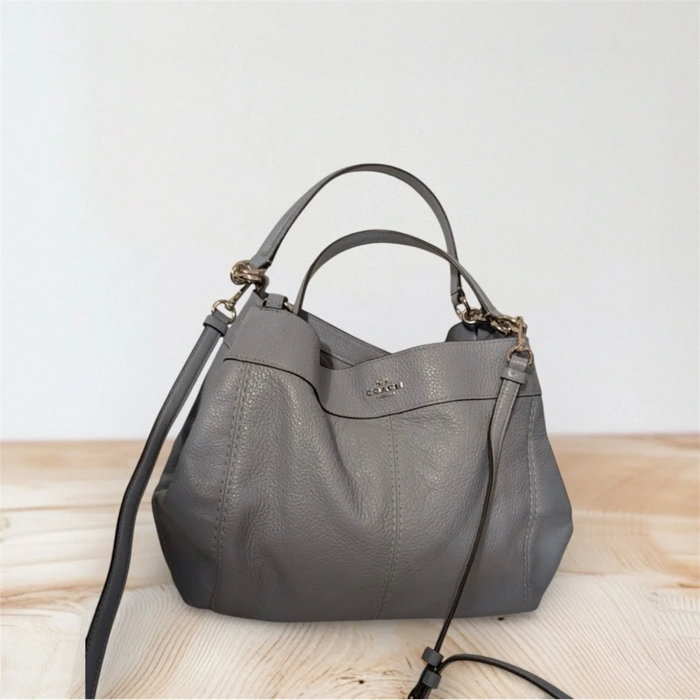 Coach Charcoal Leather Shoulder Bag - Picture 1 of 9
